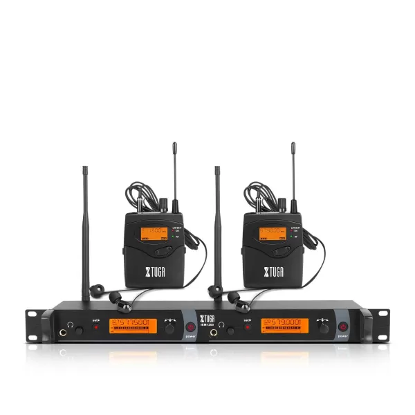 Xtuga IEM1200 2 BodyPacks Professional 2 Channel Best In Ear Monitor System For Singers