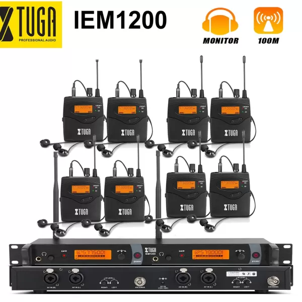 Xtuga IEM1200 8 Bodypack Wireless In Ear Monitor System