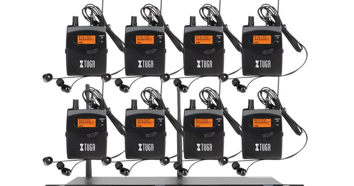 Xtuga Rw2080 - 8 Bodypacks Wired In Ear Monitor System For Church