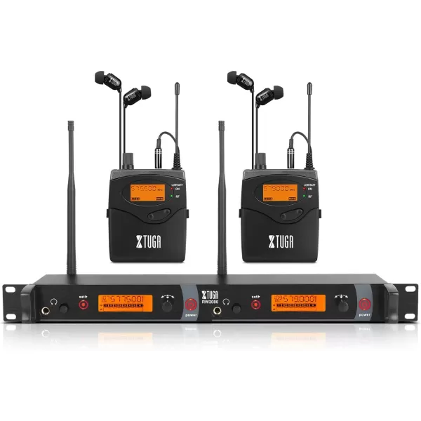 Xtuga RW2080 - 2 Bodypack Professional Wireless In Ear Monitor System