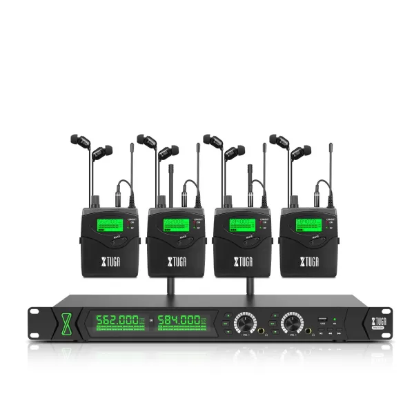 XTUGA RW2090 - 4 Bodypack 2 Channel Wireless in Ear Monitor System