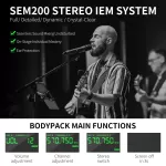 XTUGA SEM200 - 4 Bodypack Stereo Wireless in Ear Monitor System 