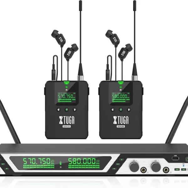 XTUGA SEM200 - 2 Bodypack Stereo Wireless in Ear Monitor System 